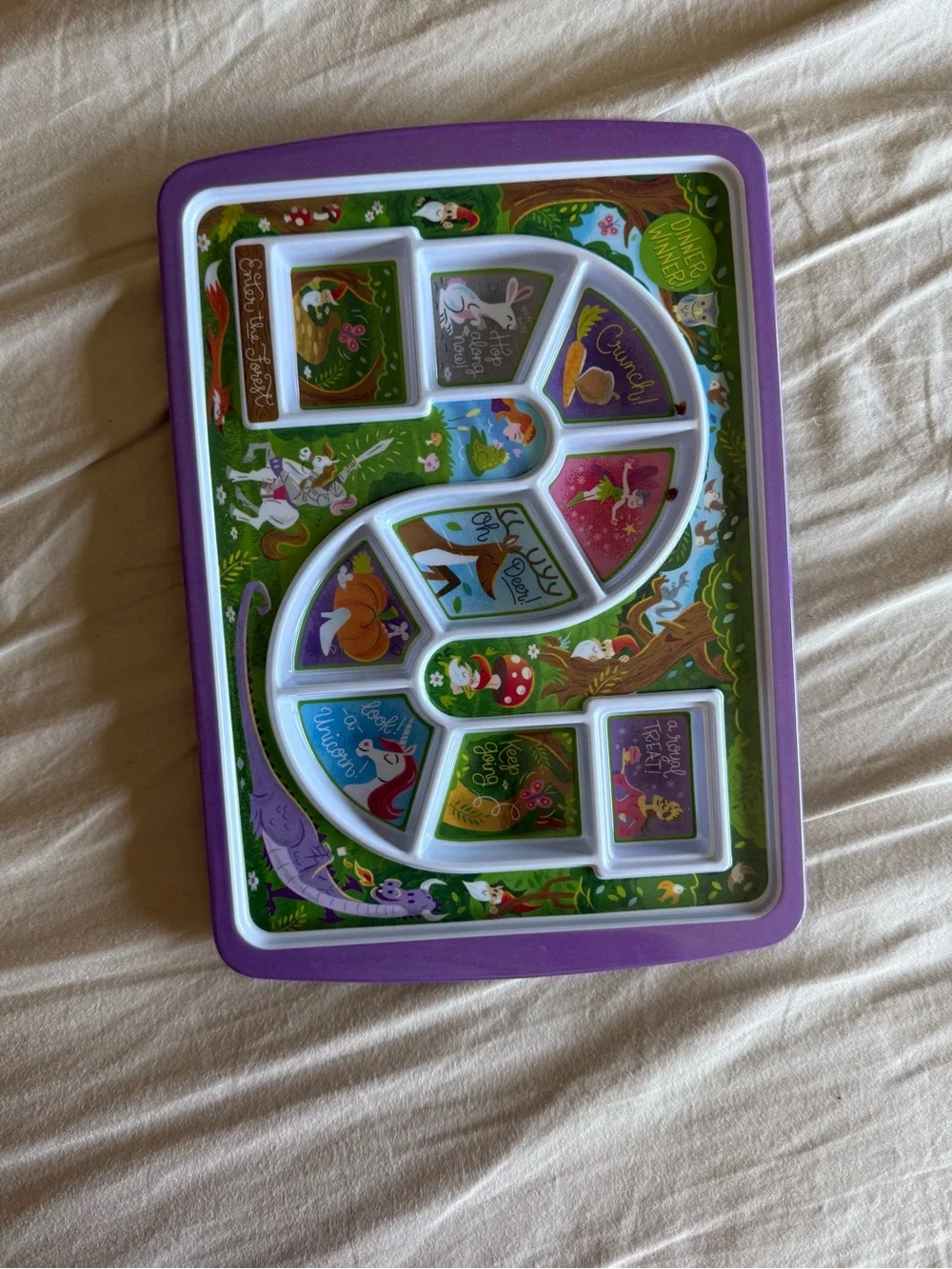 Kids Snack Tray with Purple Unicorn Design